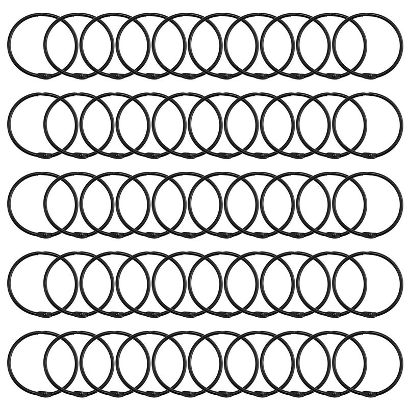 Lind Kitchen 50PCS 2" Book Ring Metal Loose Leaf Binder Hinged Buckle Binding Rings Scrapbook Sketchbook Craft Photo Album DIY Black 51mm - Image 1